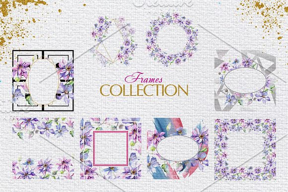 Bouquet violet Watercolor png in Illustrations - product preview 6