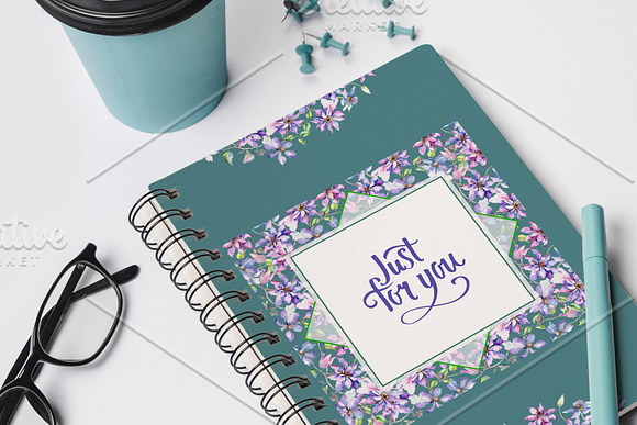 Bouquet violet Watercolor png in Illustrations - product preview 7