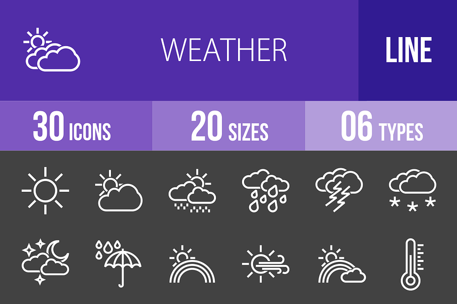 30 Weather Line Inverted Icons