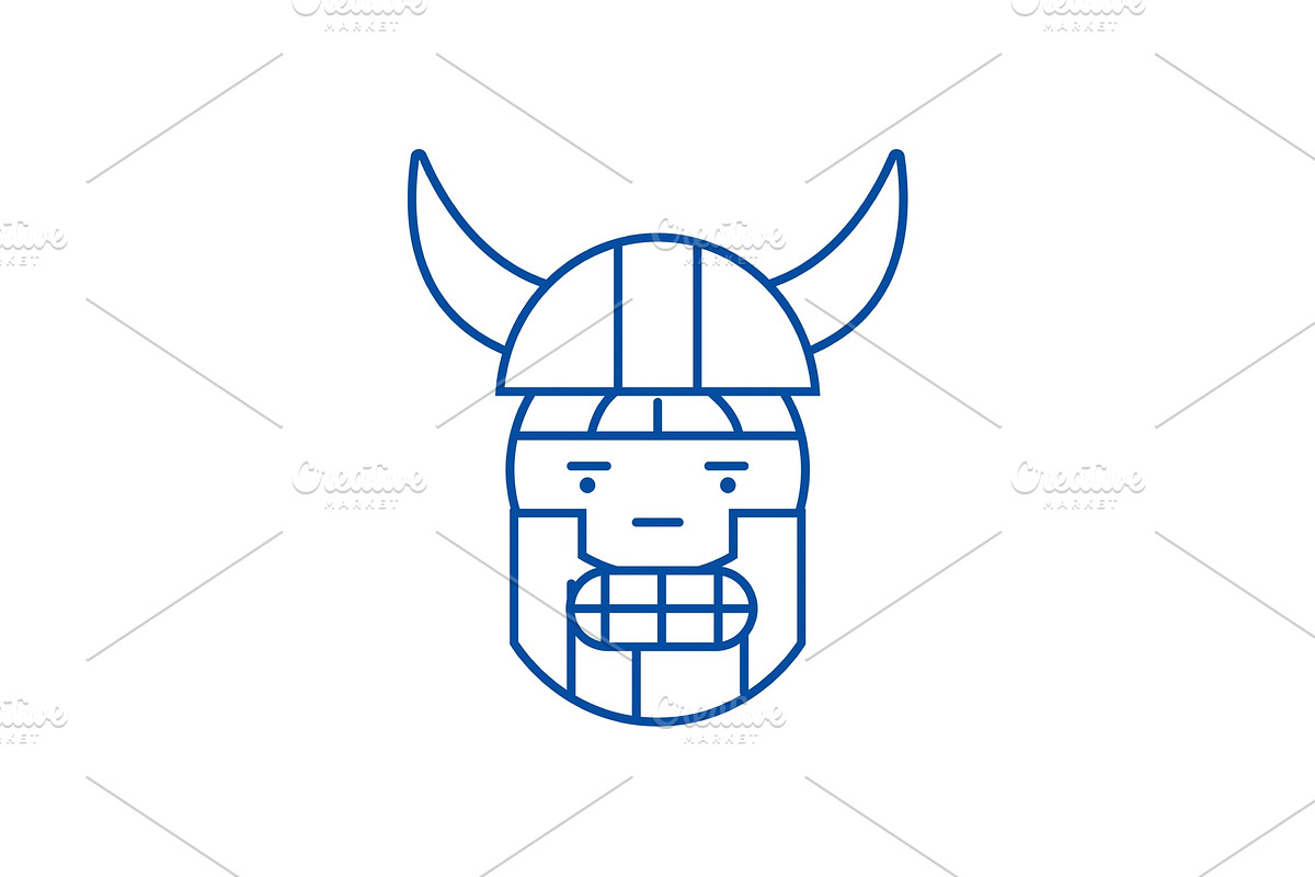 Viking emoji line icon concept in Illustrations - product preview 8