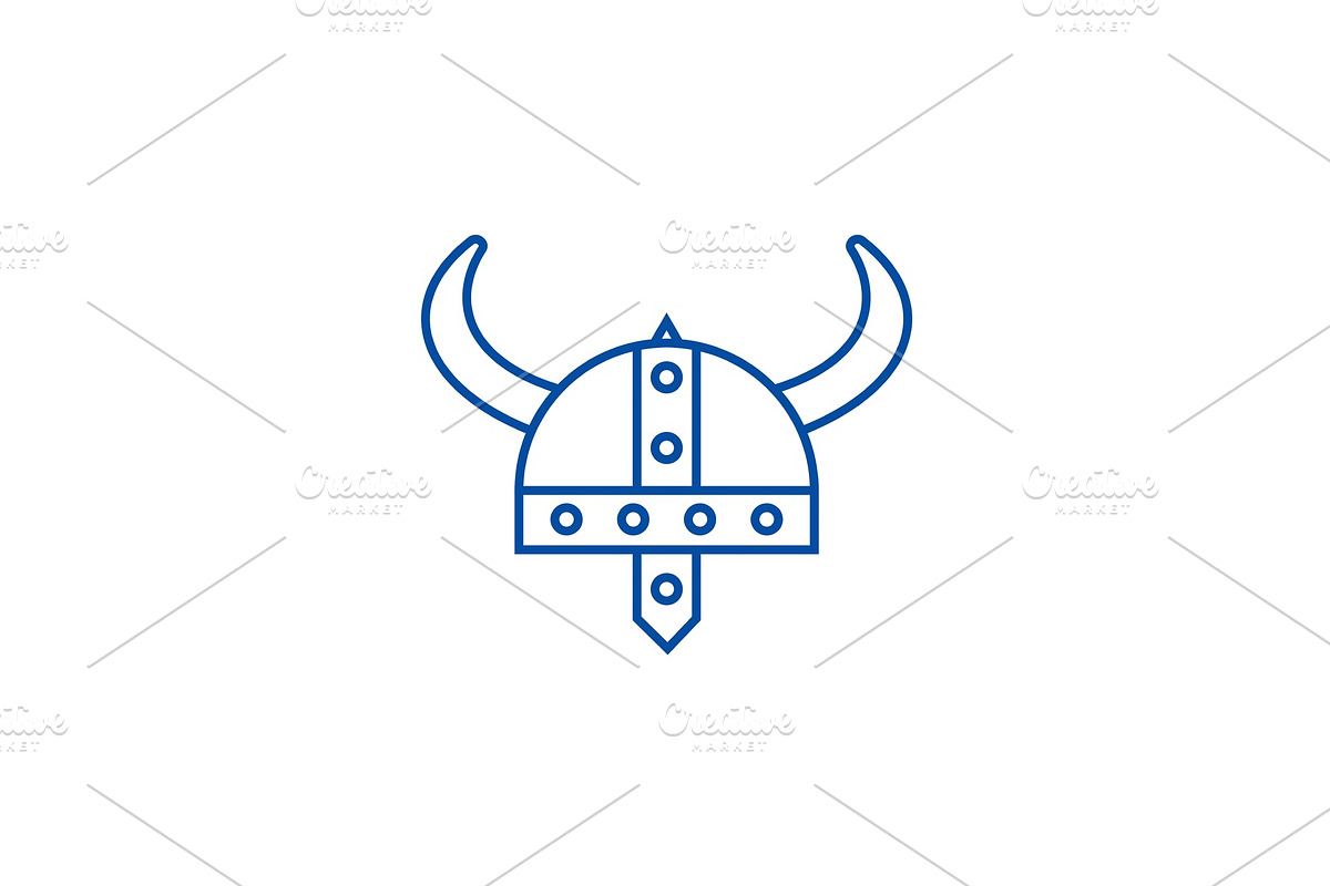 Viking helmet line icon concept in Objects - product preview 8