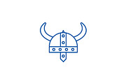 Viking helmet line icon concept