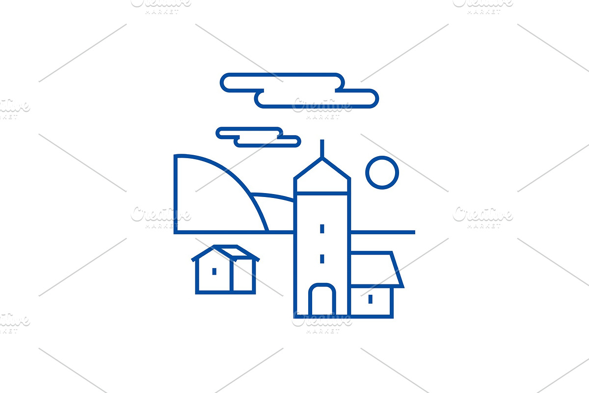 Village line icon concept. Village in Illustrations - product preview 8
