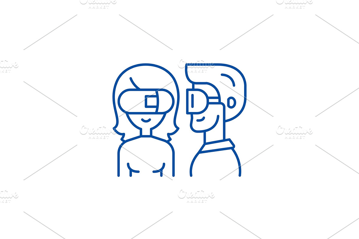 Virtual glasses line icon concept in Illustrations - product preview 8