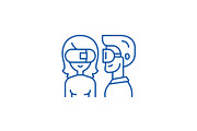 Virtual glasses line icon concept