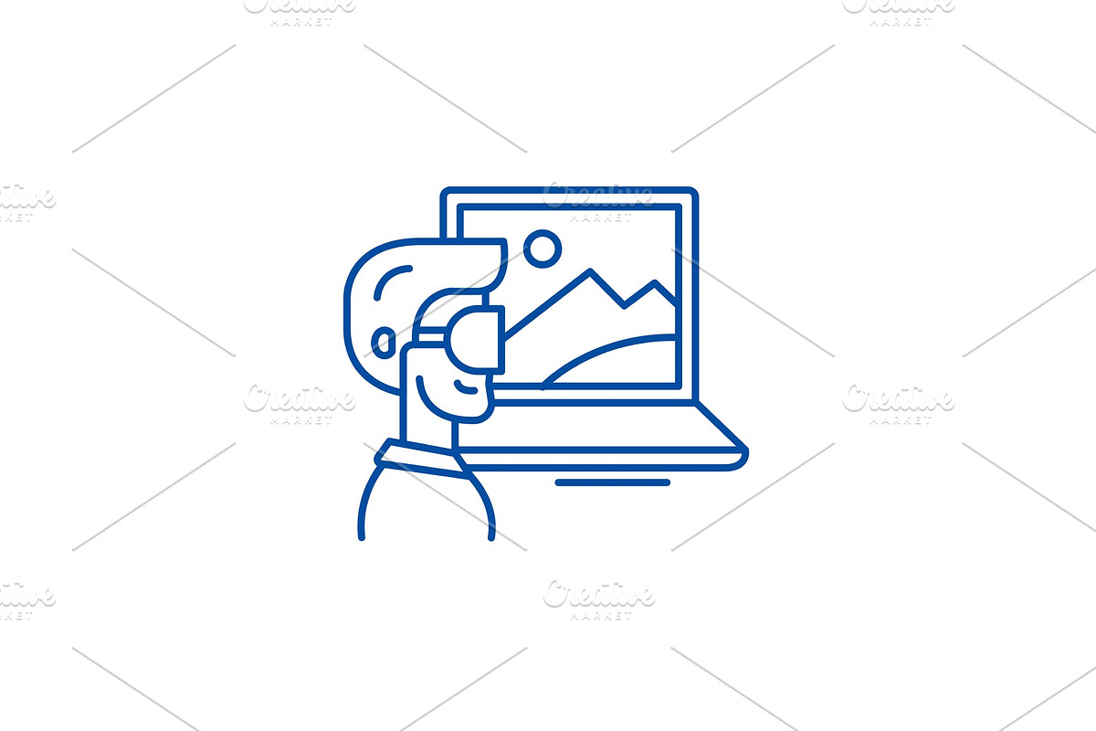Virtual reality line icon concept in Illustrations - product preview 8