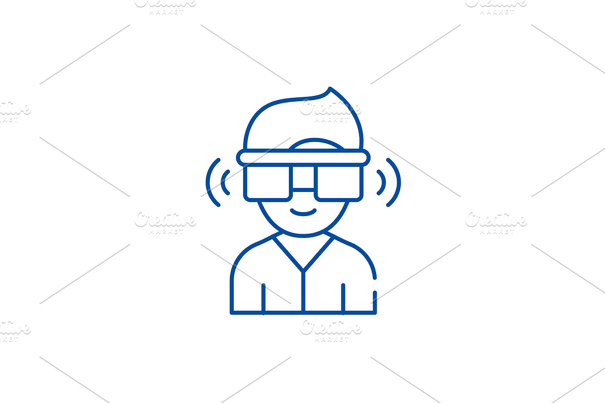 Virtual reality glasses line icon in Illustrations - product preview 8