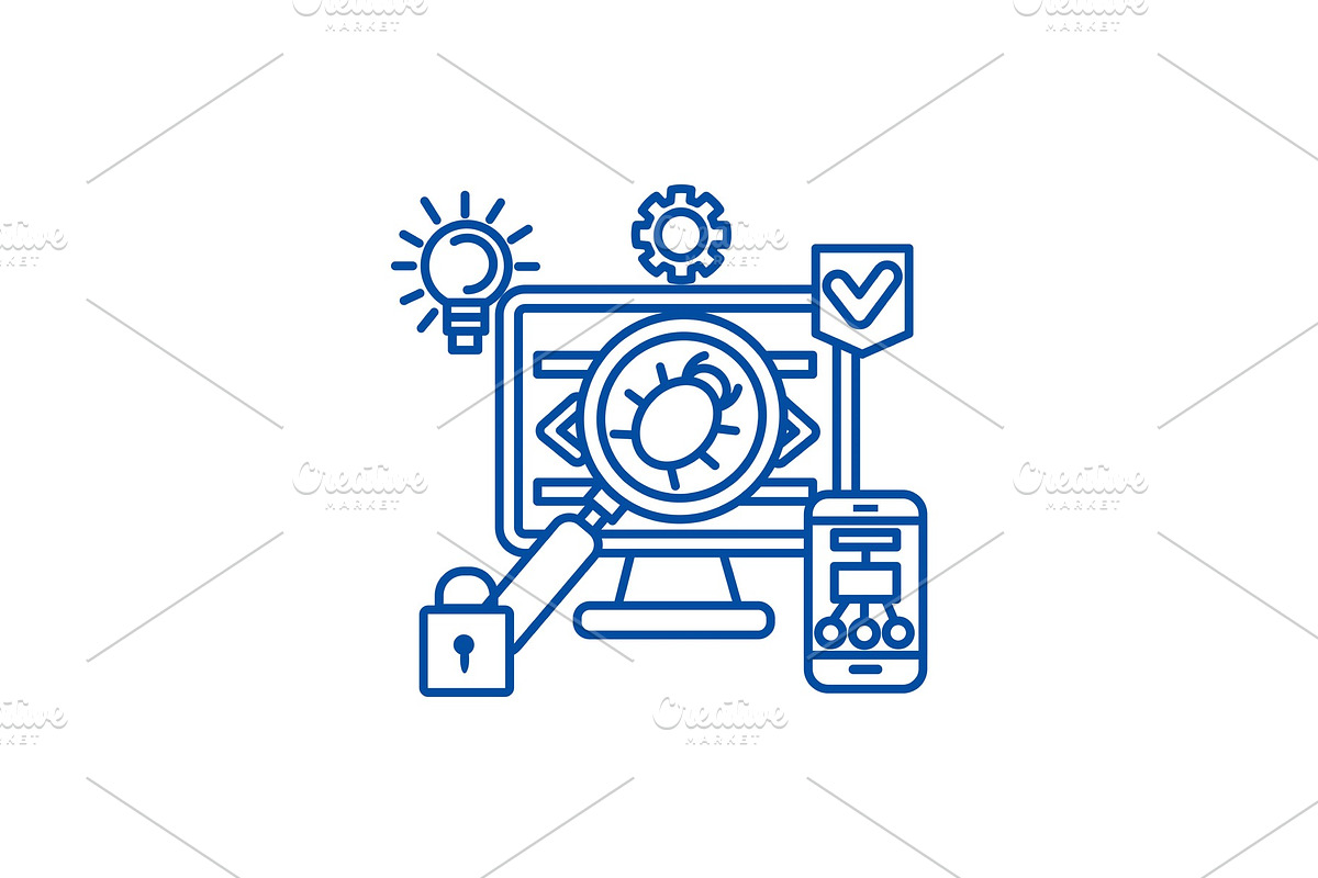 Virus,hacker,anti hacking line icon in Illustrations - product preview 8