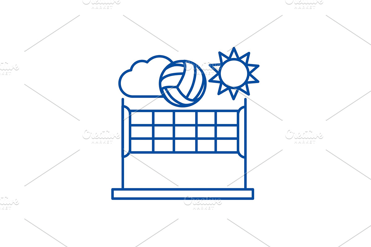 Volleyball,summer sport line icon in Illustrations - product preview 8