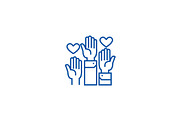Volunteer hands line icon concept