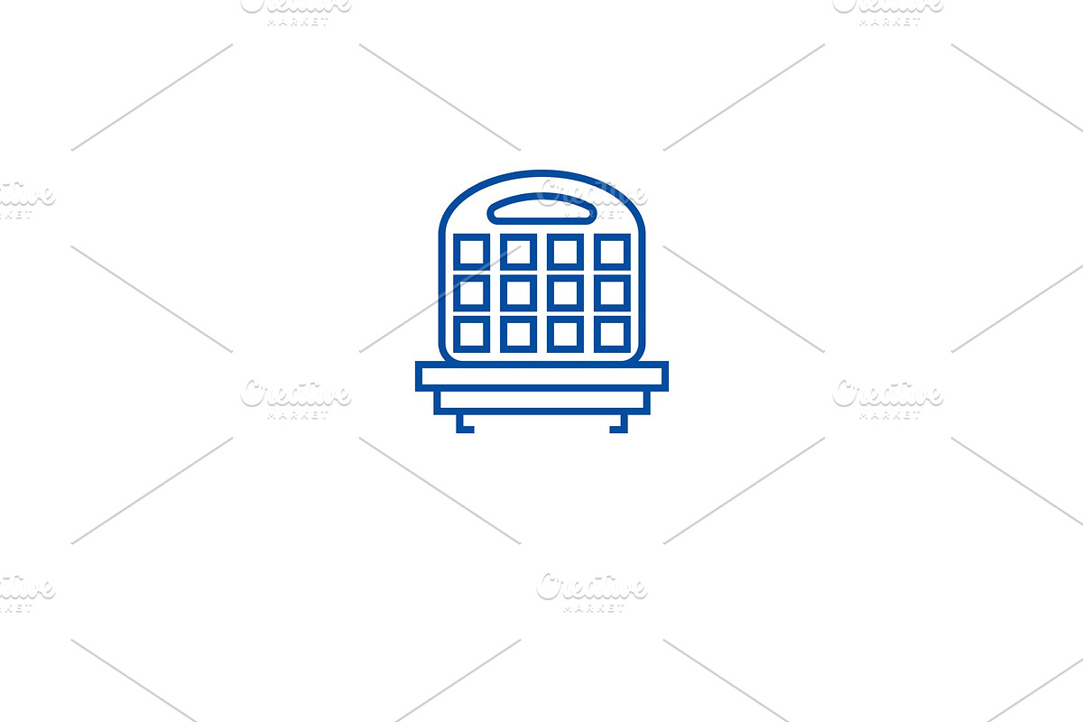 Waffle iron line icon concept in Illustrations - product preview 8