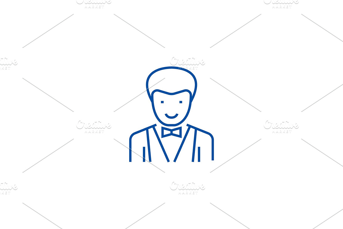 Waiter sign line icon concept in Illustrations - product preview 8