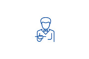 Waiter with food tray line icon