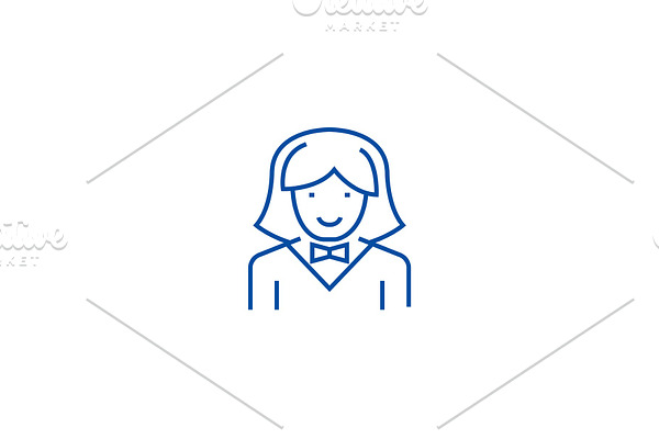 Waitress woman line icon concept