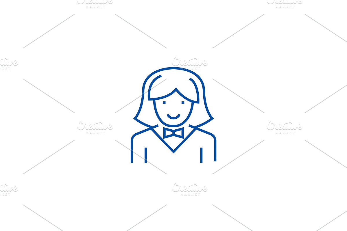 Waitress woman line icon concept in Illustrations - product preview 8