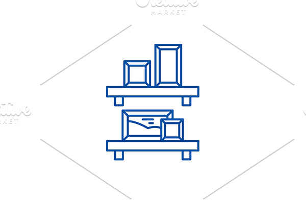 Wall shelves line icon concept. Wall