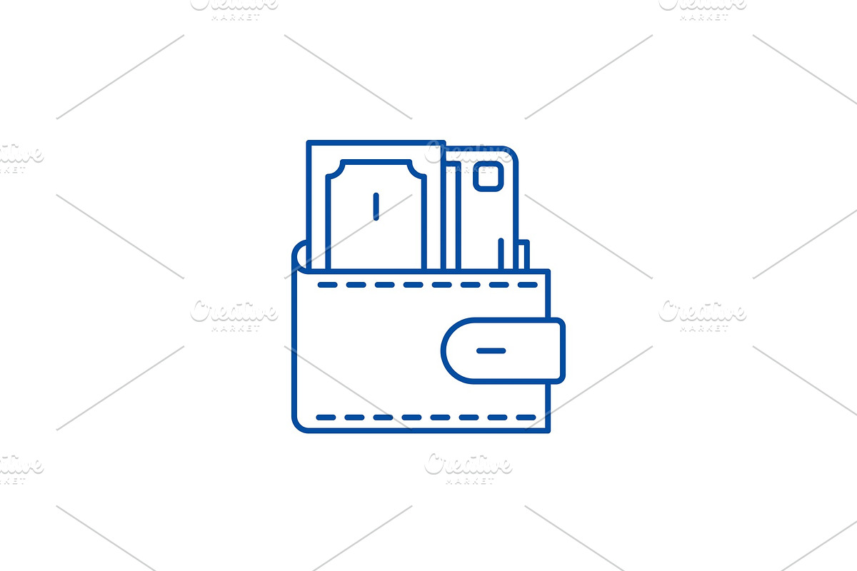 Wallet with cash line icon concept in Illustrations - product preview 8