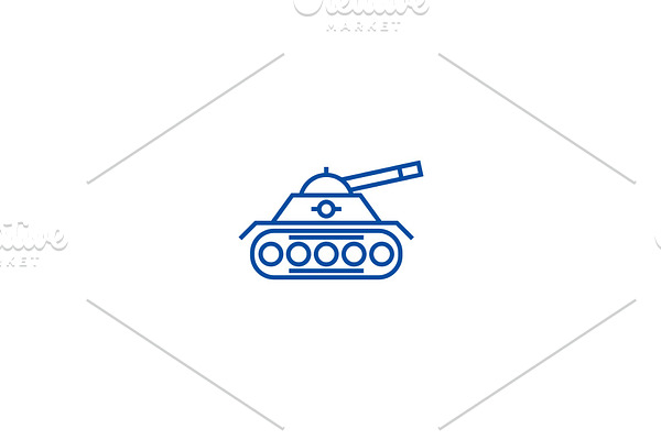 War tank line icon concept. War tank