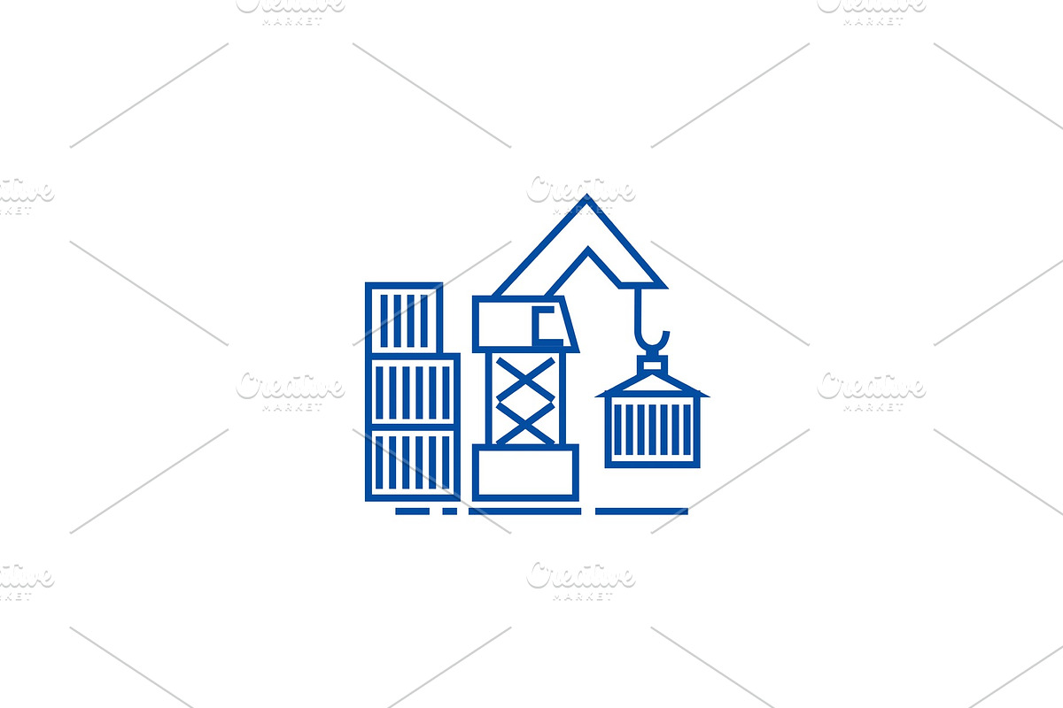 Warehouse crane cargo line icon in Illustrations - product preview 8