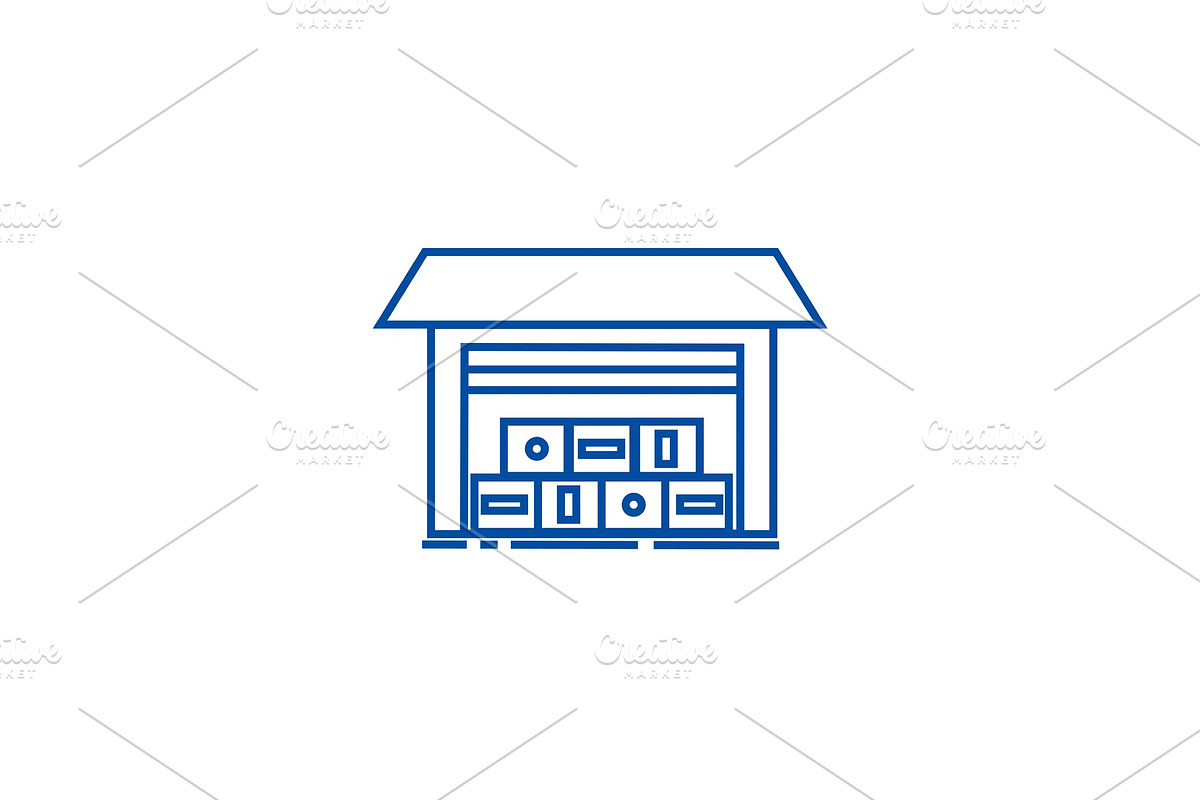 Warehouse illustration line icon in Illustrations - product preview 8