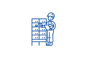 Warehouse,delivery man line icon