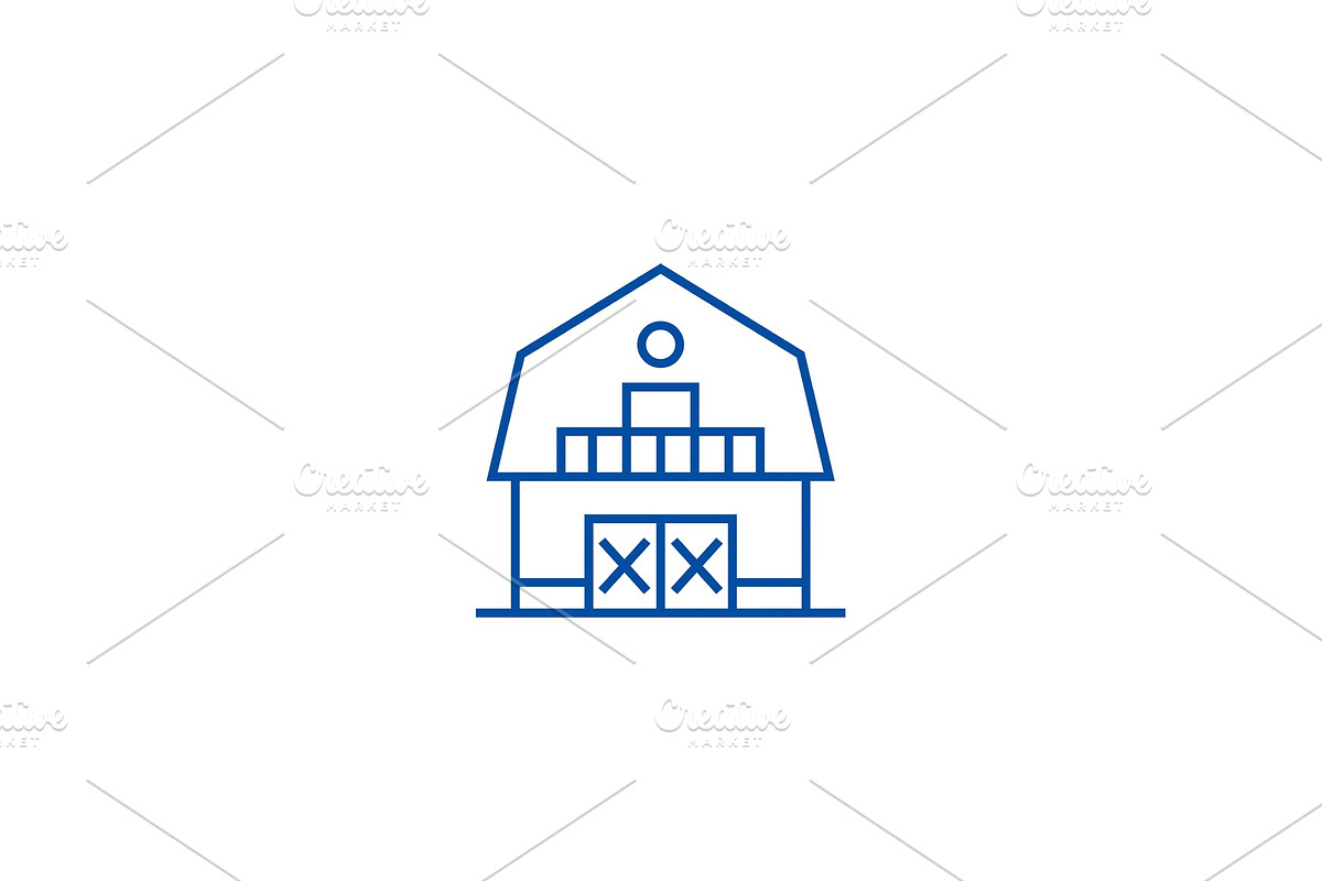 Warehouse,farm,barn line icon in Illustrations - product preview 8