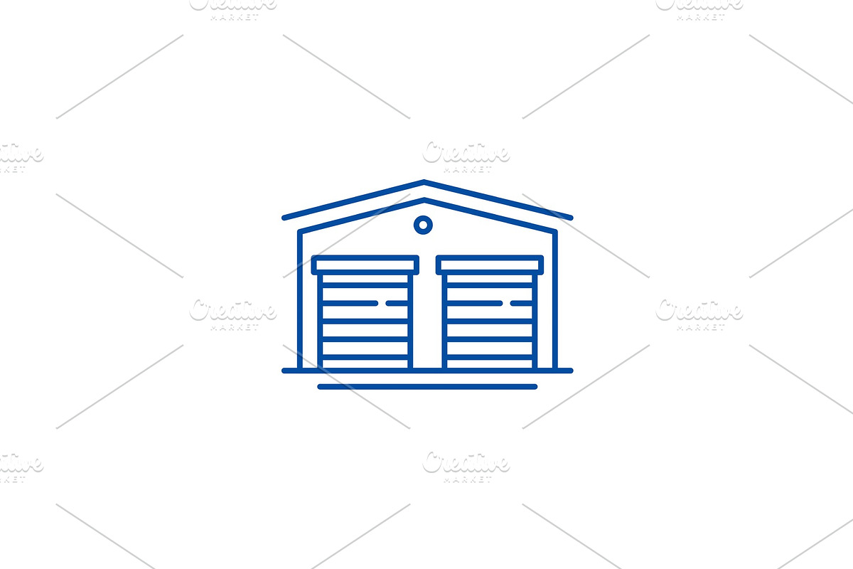 Warehouses line icon concept in Illustrations - product preview 8