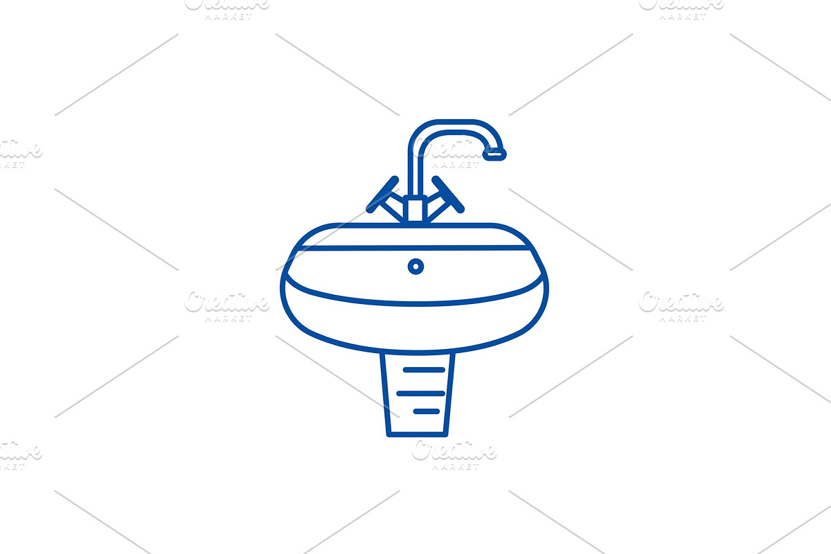 Washbasin,washstand line icon in Objects - product preview 8