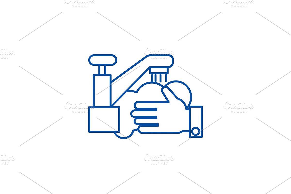 Washing hands,wash crane line icon in Illustrations - product preview 8