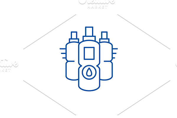 Water bottles line icon concept