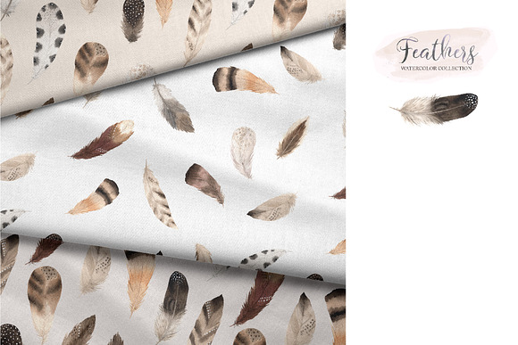 Watercolor Delicate Feathers Set in Illustrations - product preview 5