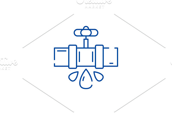 Water pipes line icon concept. Water