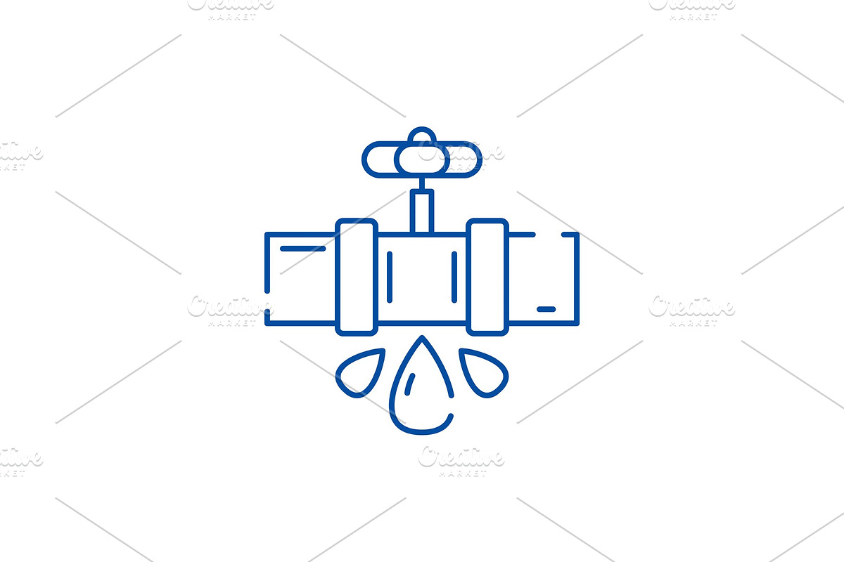 Water pipes line icon concept. Water in Illustrations - product preview 8