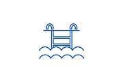 Water pool line icon concept. Water