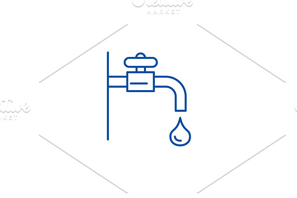 Water tap line icon concept. Water