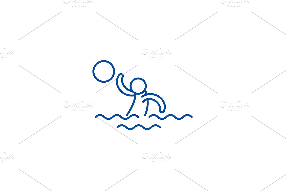 Water volleyball line icon concept in Illustrations - product preview 8