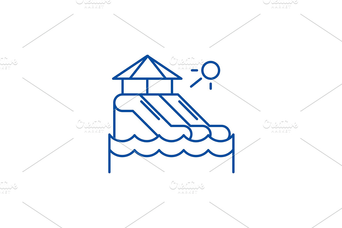 Waterslides line icon concept in Illustrations - product preview 8