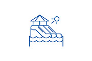 Waterslides line icon concept