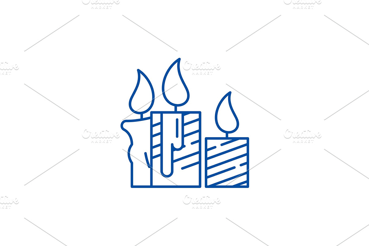 Wax light candles line icon concept in Illustrations - product preview 8