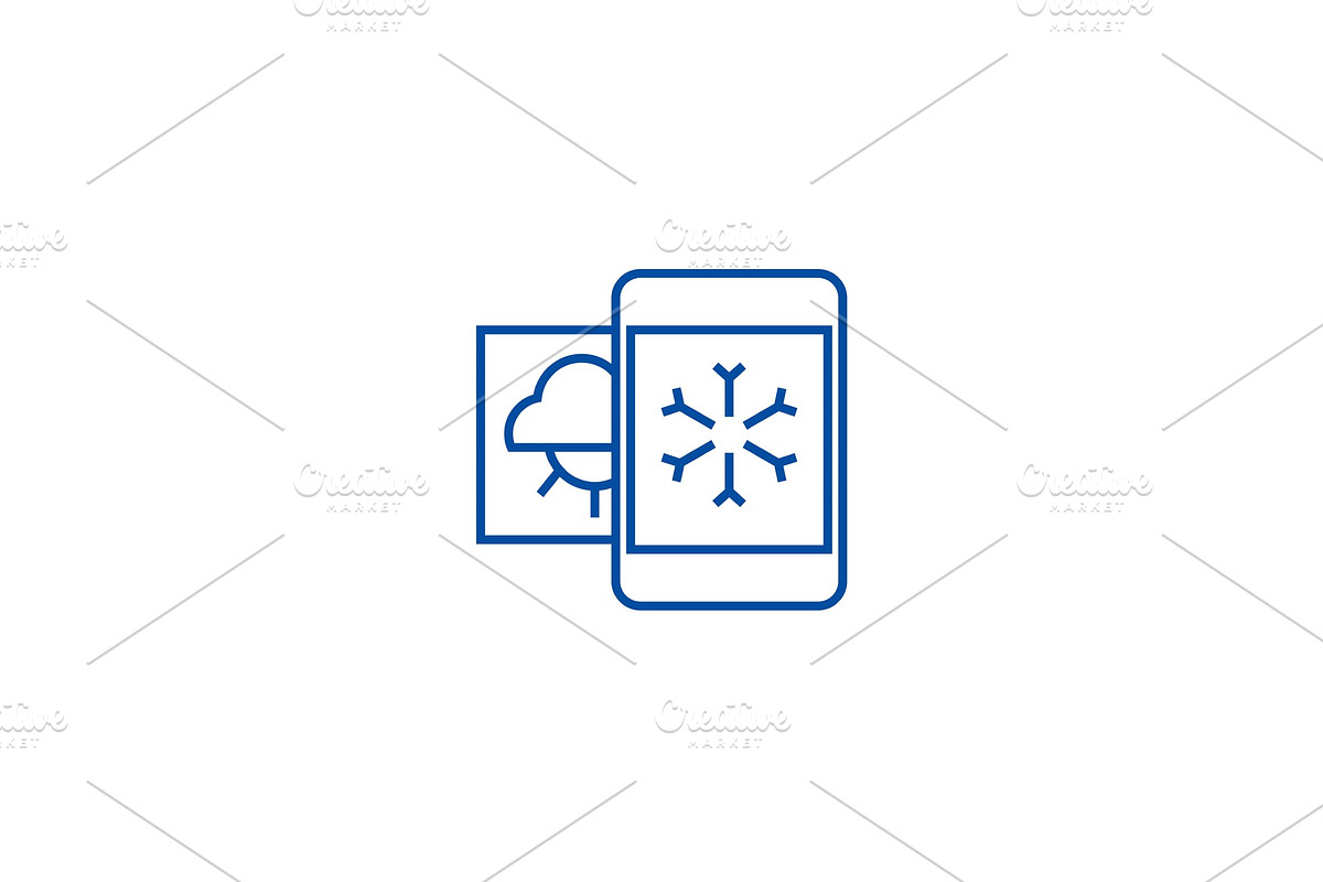 Weather, mobile smartphone line icon in Illustrations - product preview 8