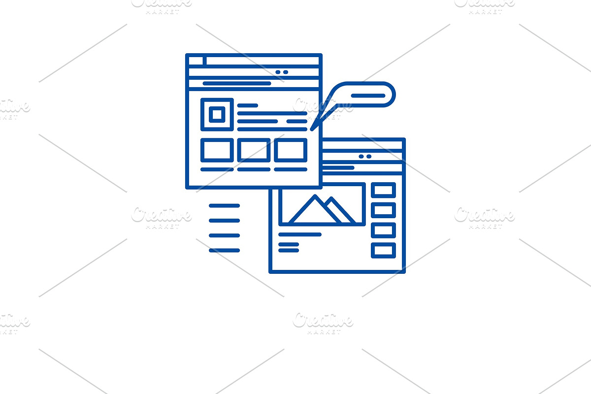 Webpage blogging line icon concept in Illustrations - product preview 8