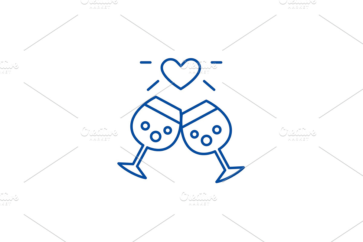 Wedding anniversary line icon in Objects - product preview 8
