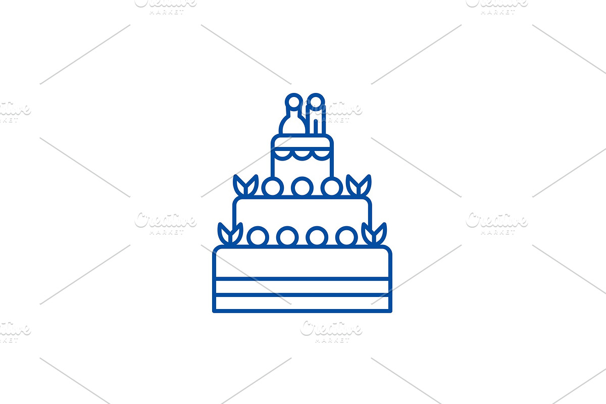 Wedding cake line icon concept in Illustrations - product preview 8