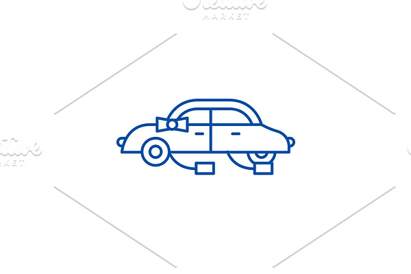 Wedding car line icon concept