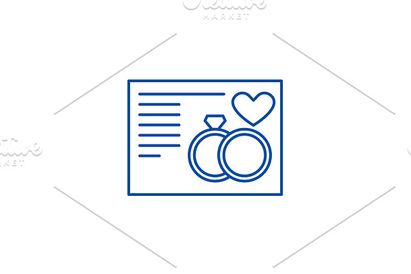 Wedding card line icon concept