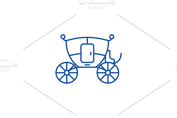Wedding carriage line icon concept