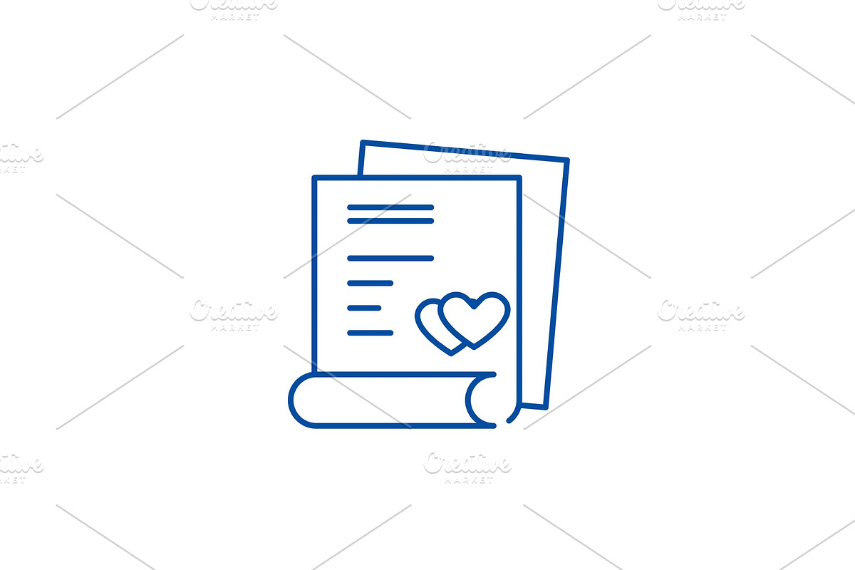 Wedding contract line icon concept in Illustrations - product preview 8