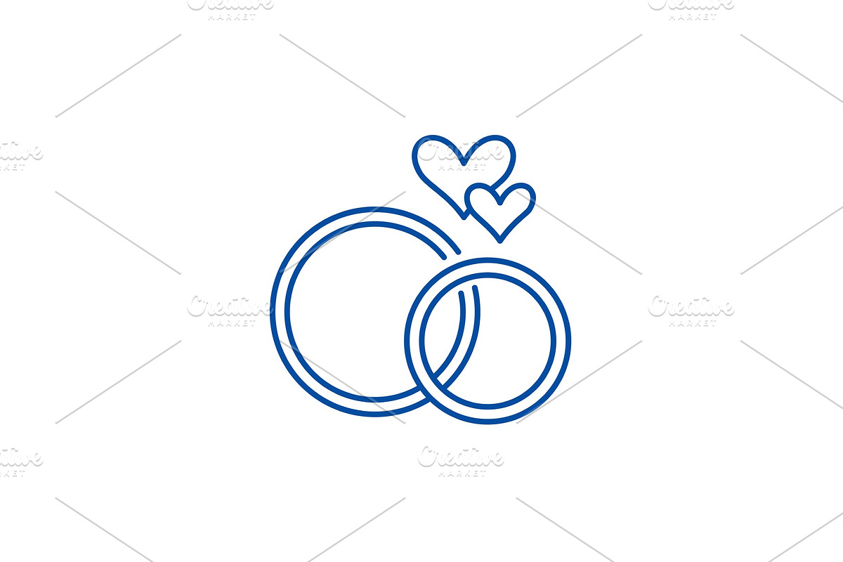 Wedding rings line icon concept in Objects - product preview 8