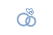 Wedding rings line icon concept