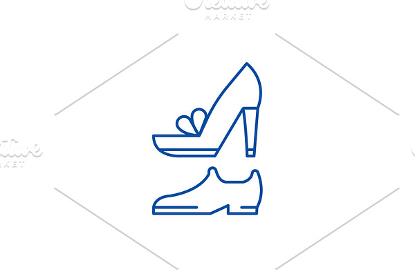 Wedding shoes line icon concept